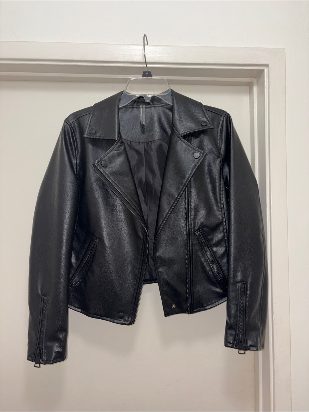 Anthropologie Black Faux Leather Moto Jacket